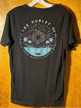 Hurley Co Men’s Small Black Graphic Tee Casual Summer Beach
